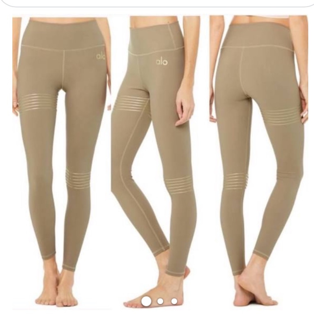 ALO yoga tan and gold full length leggings